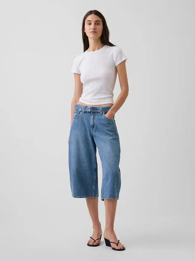 Högmidjade culottejeans med bälten