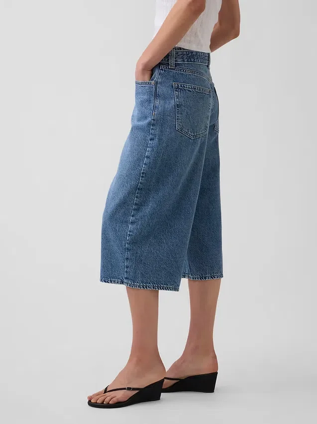 Högmidjade culottejeans med bälten
