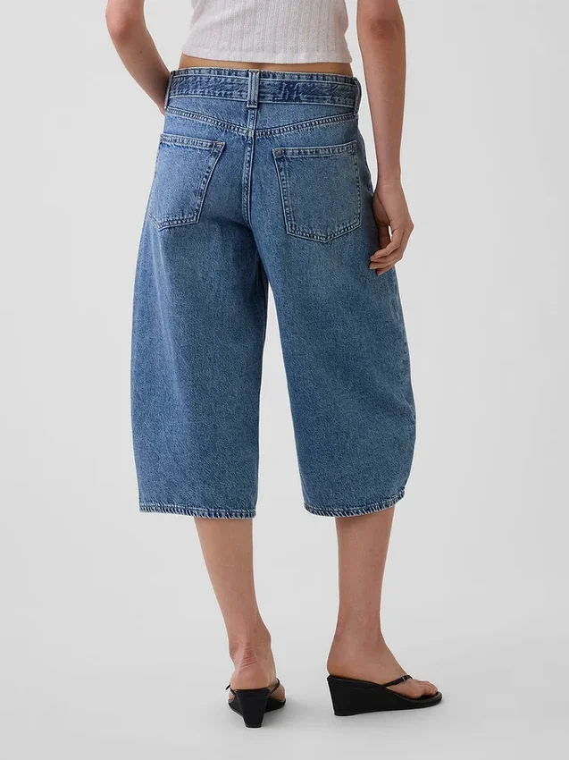 Högmidjade culottejeans med bälten
