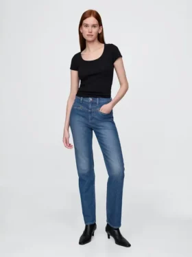 Högmidjade, raka jeans i 90-talsstil