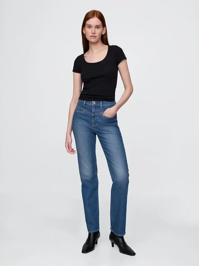 Högmidjade, raka jeans i 90-talsstil