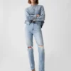 Högmidjade, raka jeans med låg framdel