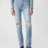 Högmidjade, raka jeans med låg framdel