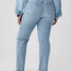 Högmidjade, raka jeans med låg framdel