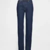 Högmidjade, raka jeans med låg framdel