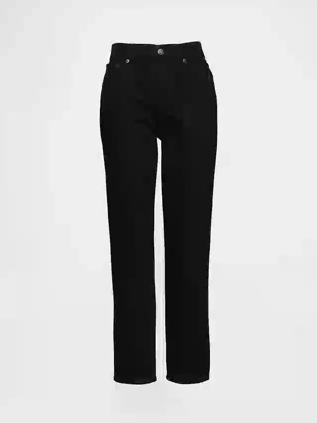 Högmidjade, raka jeans med låg framdel