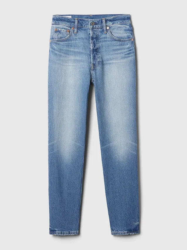 Högmidjade, raka jeans med låg framdel