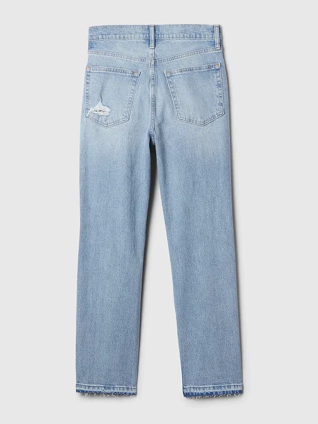 Högmidjade, raka jeans med låg framdel