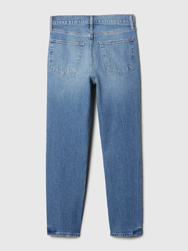 Högmidjade, raka jeans med låg framdel