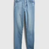 Högmidjade, riktigt smala jeans med dolda, utjämnande fickor