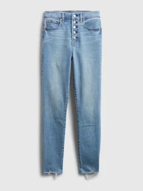 Högmidjade, riktigt smala jeans med dolda, utjämnande fickor