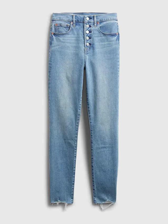 Högmidjade, riktigt smala jeans med dolda, utjämnande fickor