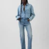 Högmidjade, slanka raka Jeans med tvinnade sömmar i 90-talsstil