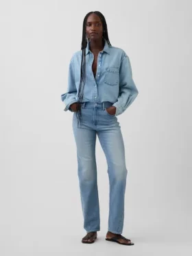 Högmidjade, slanka raka Jeans med tvinnade sömmar i 90-talsstil