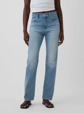 Högmidjade, slanka raka Jeans med tvinnade sömmar i 90-talsstil