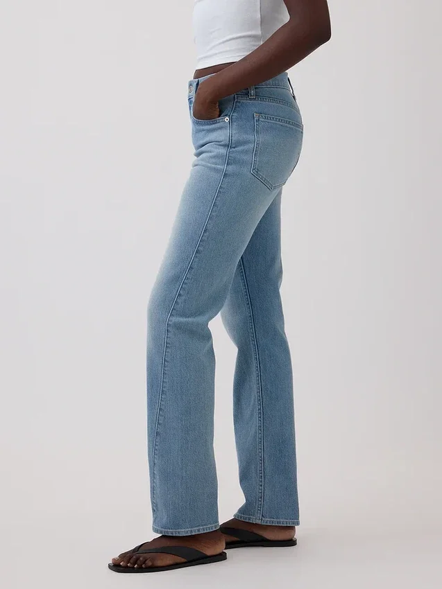 Högmidjade, slanka raka Jeans med tvinnade sömmar i 90-talsstil