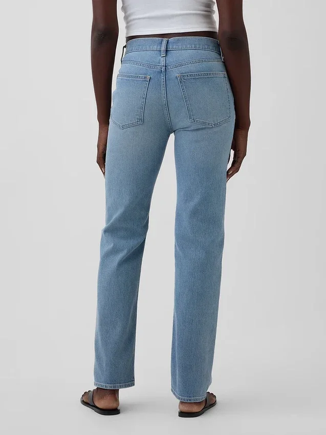 Högmidjade, slanka raka Jeans med tvinnade sömmar i 90-talsstil