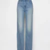 Högmidjade, slanka raka Jeans med tvinnade sömmar i 90-talsstil