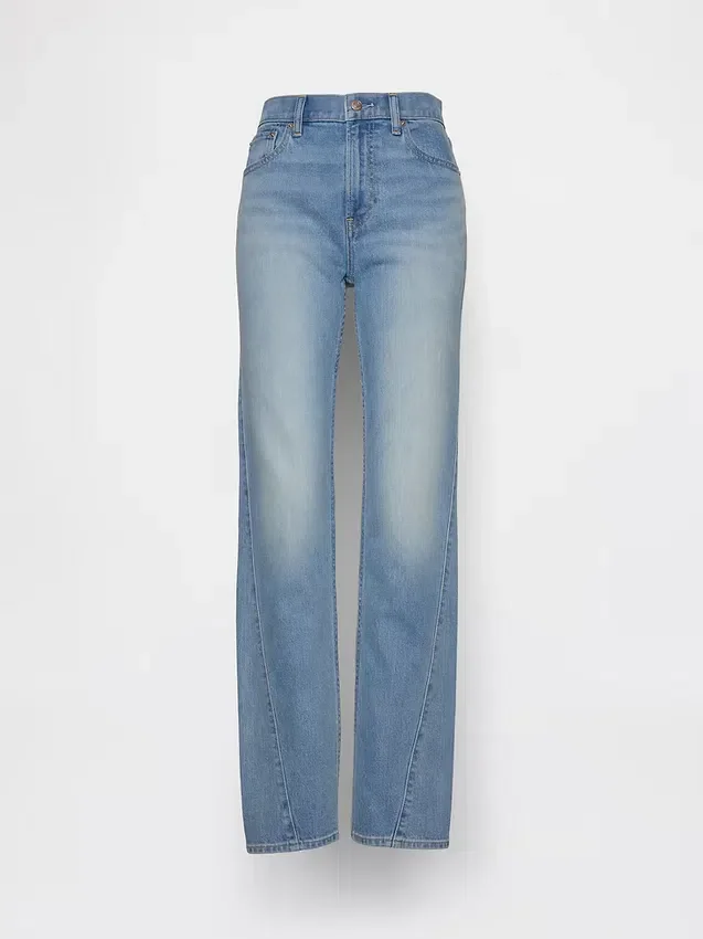 Högmidjade, slanka raka Jeans med tvinnade sömmar i 90-talsstil