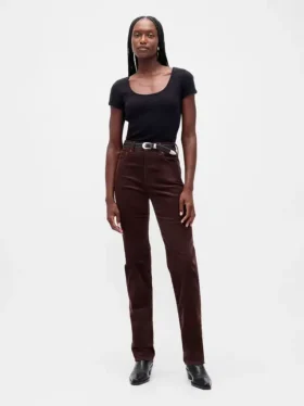 Högmidjade slim straight-Jeans i corduroy i 90-talsstil