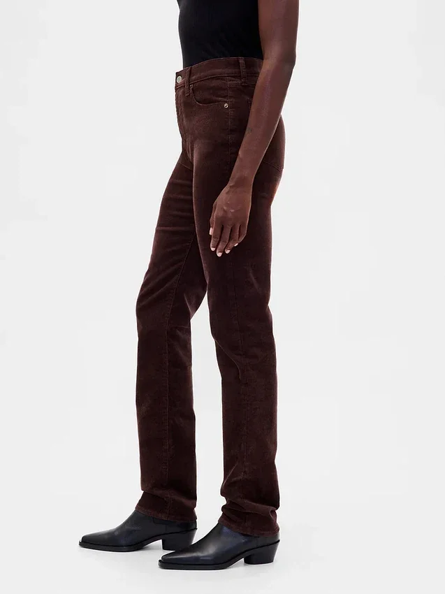 Högmidjade slim straight-Jeans i corduroy i 90-talsstil