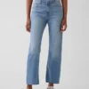 Högmidjade, smala, raka cropped-Jeans i 90-talsstil