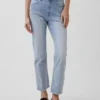 Högmidjade, smala, raka cropped-Jeans i 90-talsstil