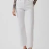 Högmidjade, smala, raka cropped-Jeans i 90-talsstil