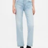 Högmidjade, smala, raka cropped-Jeans i 90-talsstil