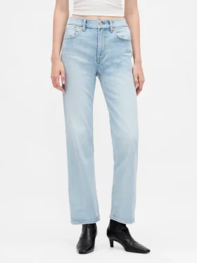 Högmidjade, smala, raka cropped-Jeans i 90-talsstil