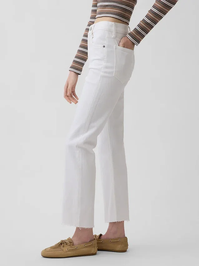 Högmidjade, smala, raka cropped-Jeans i 90-talsstil