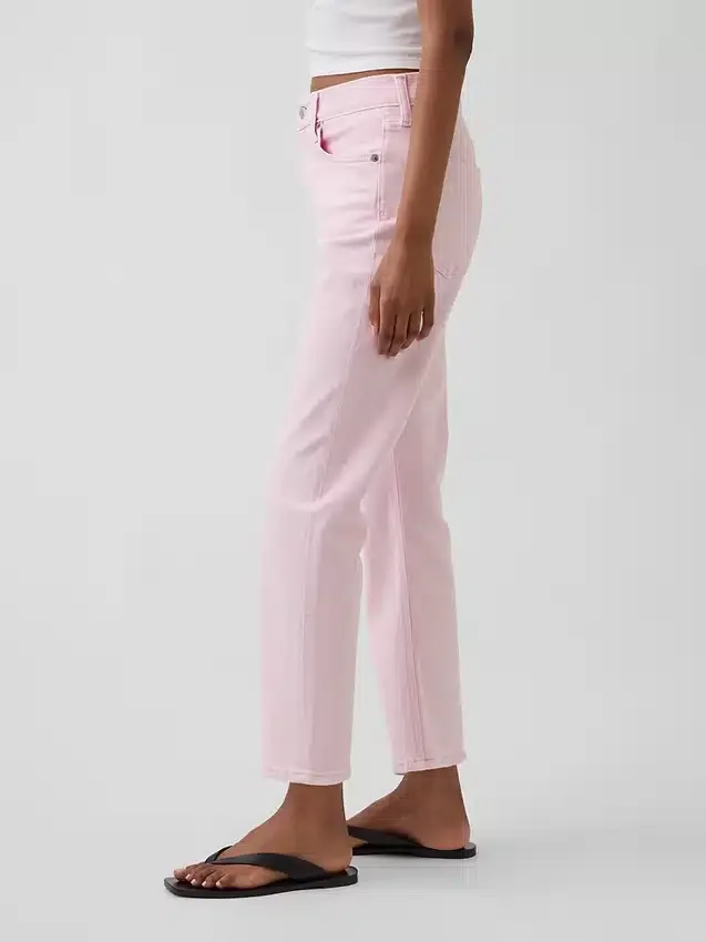Högmidjade, smala, raka cropped-Jeans i 90-talsstil