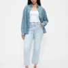 Högmidjade, smala, raka cropped-Jeans i 90-talsstil