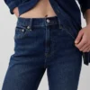 Högmidjade, smala, raka cropped-Jeans i 90-talsstil