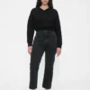 Högmidjade, smala, raka cropped-Jeans i 90-talsstil