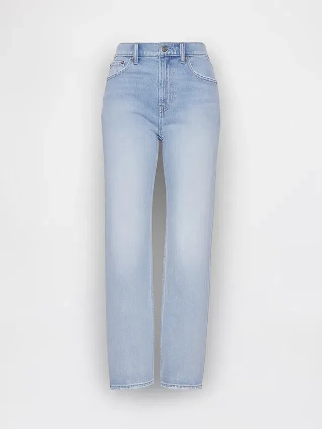 Högmidjade, smala, raka cropped-Jeans i 90-talsstil