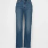Högmidjade, smala, raka cropped-Jeans i 90-talsstil