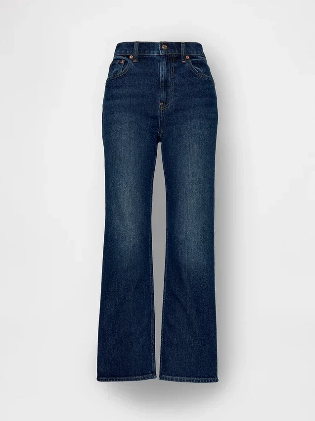 Högmidjade, smala, raka cropped-Jeans i 90-talsstil