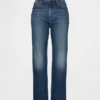 Högmidjade, smala, raka cropped-Jeans i 90-talsstil