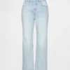 Högmidjade, smala, raka cropped-Jeans i 90-talsstil