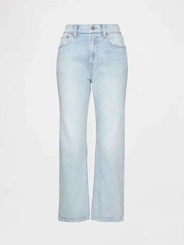 Högmidjade, smala, raka cropped-Jeans i 90-talsstil