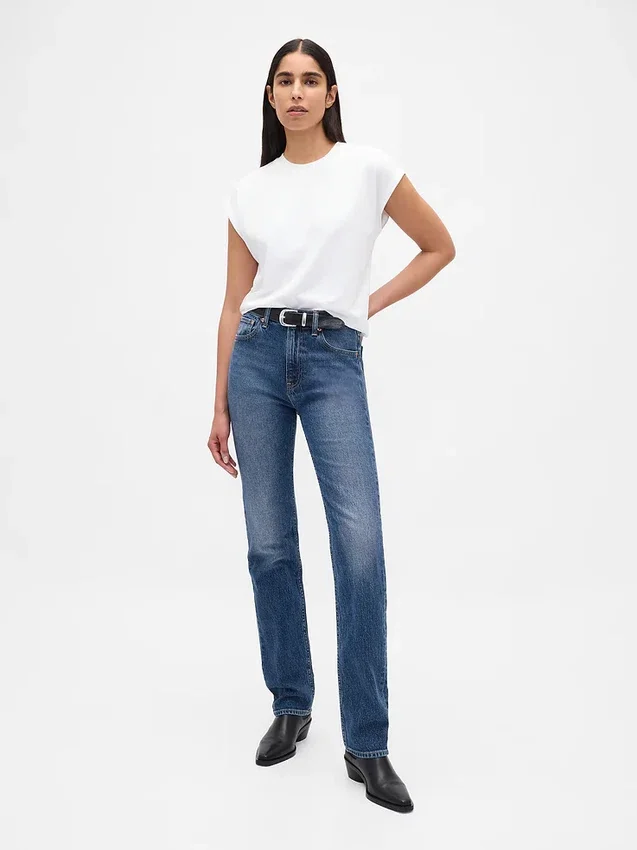 Högmidjade, smala raka Jeans i 90-talsstil