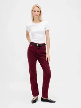 Högmidjade, smala raka Jeans i 90-talsstil
