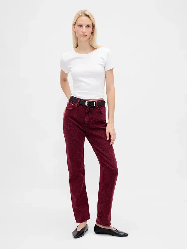 Högmidjade, smala raka Jeans i 90-talsstil