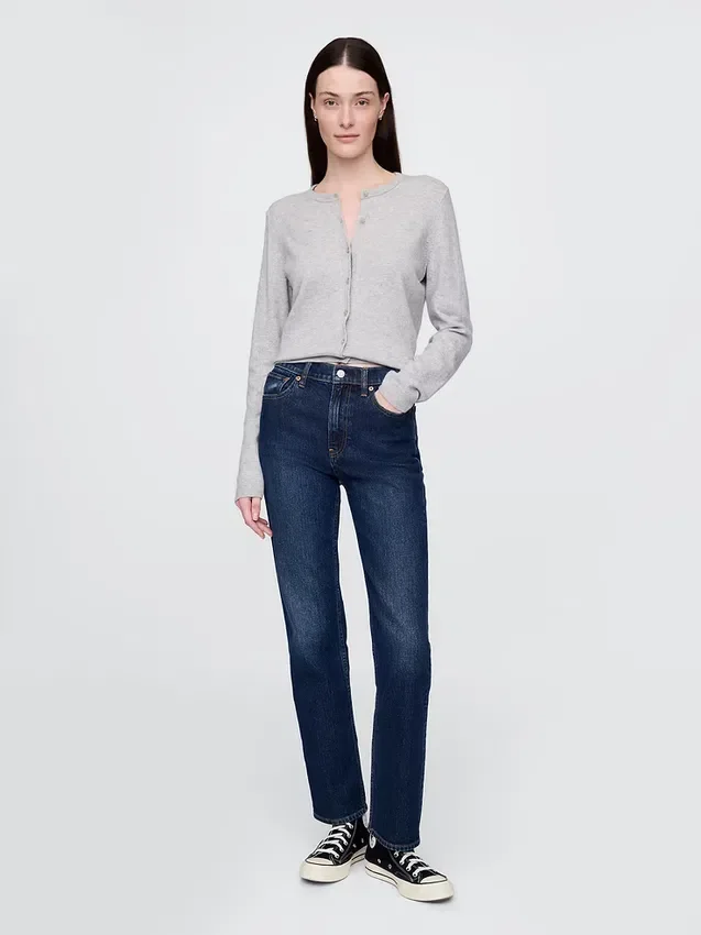 Högmidjade, smala raka Jeans i 90-talsstil