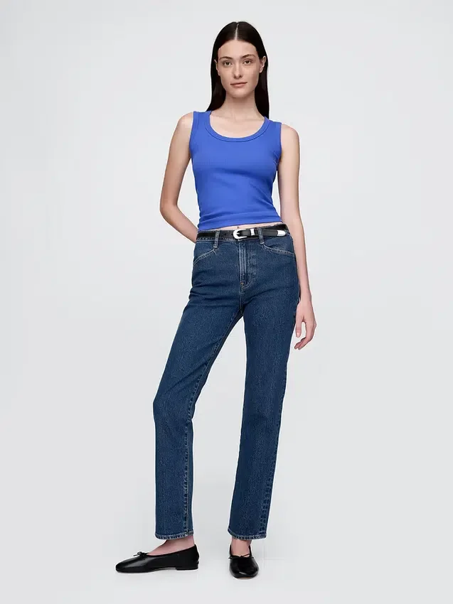 Högmidjade, smala raka Jeans i 90-talsstil