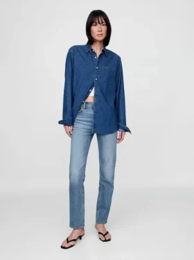 Högmidjade, smala raka Jeans i 90-talsstil