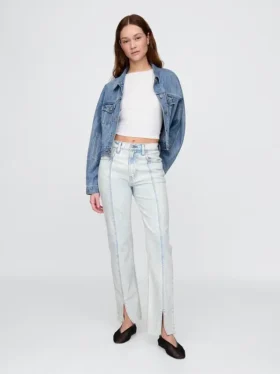 Högmidjade, smala raka Jeans i 90-talsstil