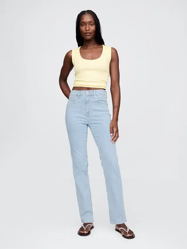 Högmidjade, smala raka Jeans i 90-talsstil