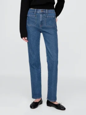 Högmidjade, smala raka Jeans i 90-talsstil